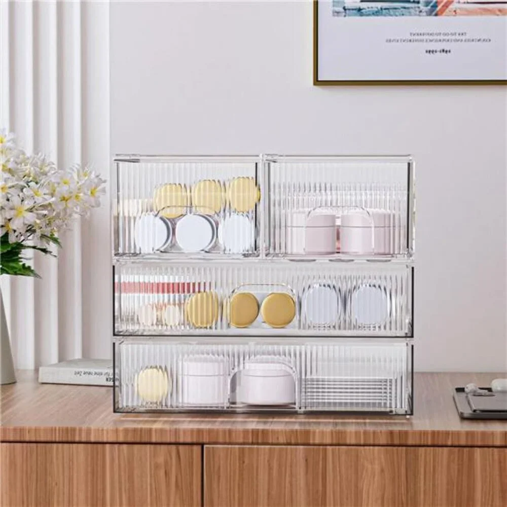 Acrylic Stackable Storage Drawers Clear Organizer for Makeup Bathroom Pantry